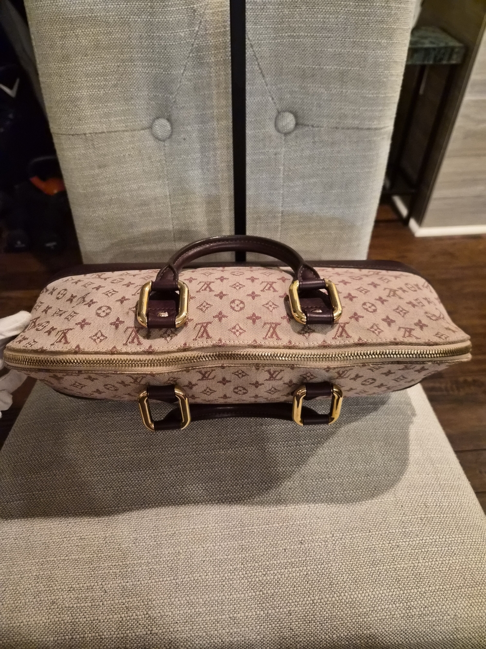 Louis Vuitton Monogram Mini Lin Alma Long Handbag East West Satchel Brown - Picture 10 of 16